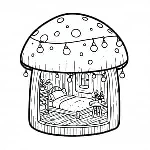 Cozy Tiny Mushroom House - Isometric Coloring Book