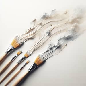 Four Paintbrushes Creating Ethereal Traces on White Background