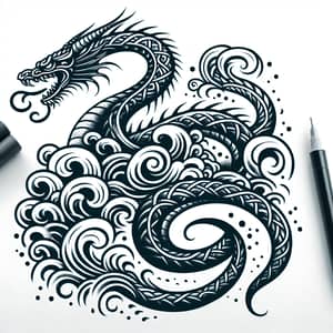 Viking Tattoo Design of Jörmungandr with Water Element