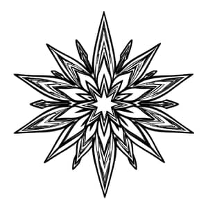 Black and White Christmas Star Coloring Art