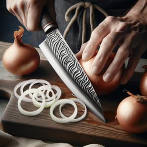 Artisanal Nakiri Knife Slicing Onion