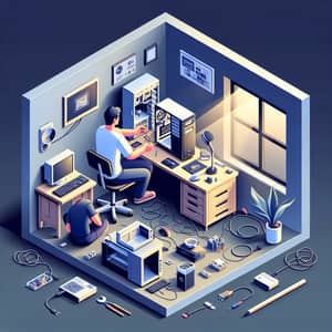 Isometric Scene: Personal Computer Setup