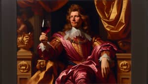 Regal Figure in Luxurious Setting with Red Wine