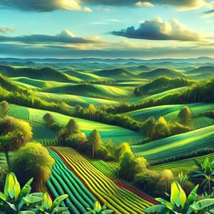 Vibrant Lush Farmland: Carbon Farming Illustration