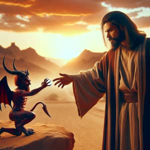 Jesus Christ Contending with Devil in Epic Struggle