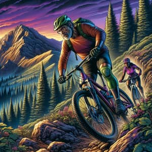 Dusk Mountain Biking Adventure: Trail Challenge at Twilight