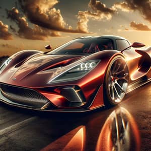 Sleek Modern Sports Car | Open Highway Sunset