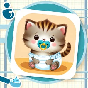 Funny Cartoon Newborn Kitten Diaper Mishap