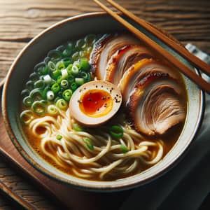 Authentic Ramen Noodles with Roasted Pork and Soft-Boiled Egg