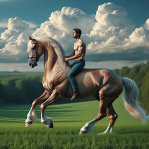 Stunning Horse Riding Centaur in Verdant Landscape