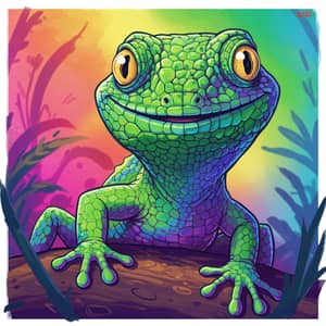 Cute Cartoon Lizard with Bright Colors