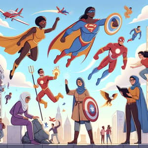 Diverse Superheroes Embodying Gender Equality