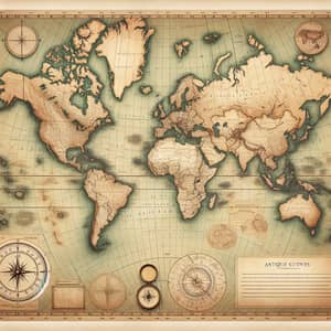 Antique Parchment World Map - Elegant Design