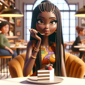 Animated Black Girl in High-Fashion with African Print Clothes