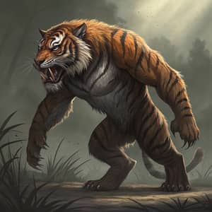 Menacing Human Tiger with Bulging Muscles