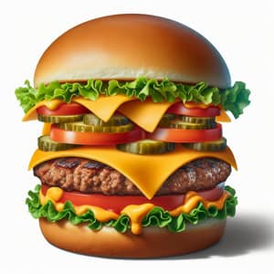 Mouth-Watering Gourmet Burger: Juicy Beef, Fresh Veggies & Cheese