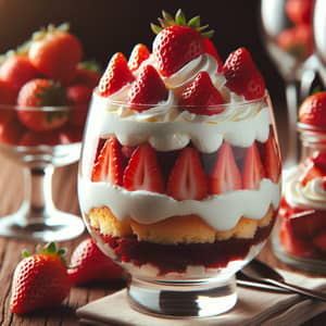 Delicious Cake in a Glass with Strawberries