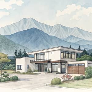 Modern Japanese Property with Sumi-e Aesthetic