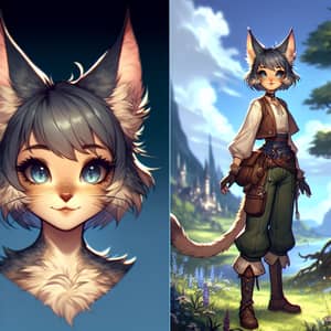 Cat Girl Fantasy Art | Enigmatic Feline Humanoid Character