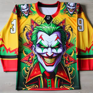 Vibrant Joker Ice Hockey Jersey | Yellow, Green & Red