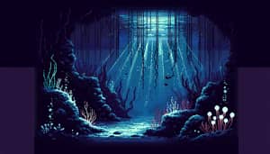 Pixel Art Deep Sea Scene - No Fish Design