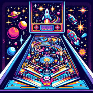 Pixel Art Space Pinball Game Scene