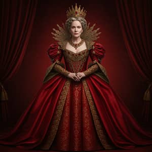 Majestic Queen in a Red Dress - Regal Image