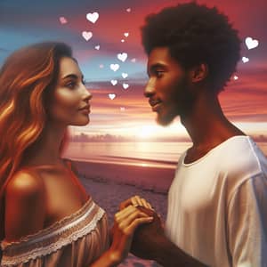 Romantic Sunset Beach Love Image for Couple