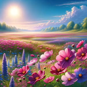 Vibrant Pink and Purple Flower Field | Scenic Nature Landscape