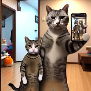 Cute Cats Take Mirror Selfie Together