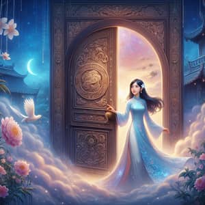 Magical Door Pulling Young Vietnamese Woman Named Linh Lan