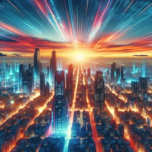 Futuristic Cityscape at Sunset | Digital Art Masterpiece