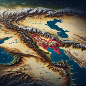 Detailed Topographic Map of Azerbaijan with Nakhchivan Location