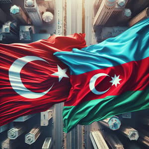 Flags of Turkey and Azerbaijan Flying High for Unity and Pride