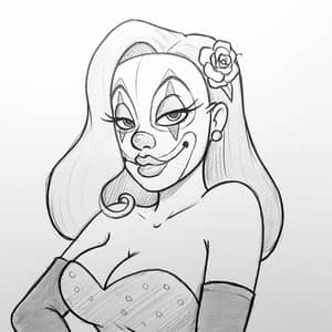 Pencil Drawing of Jessica Rabbit in Clown Mask