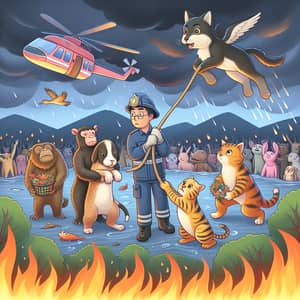 Wildfire Extinguished by Team of Animals