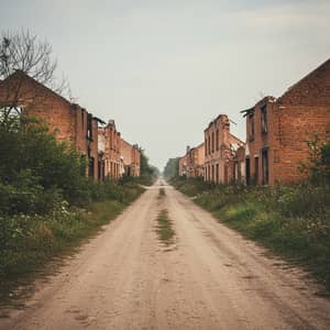 Explore Burnt Brick Ruins on a Dirt Road