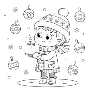 Cute Girl Winter Coloring Page - Free Outline Download