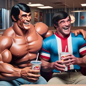 Iconic Football Players Enjoying Fast-Food Fun