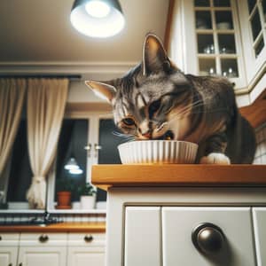 Cat Eating on Top of Cupboard - Pets' Delight