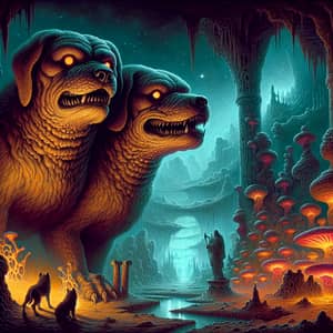 Cerberus: Guardian of Underworld Realm - Mythical Scene