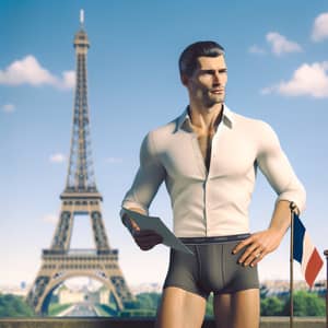 Confident Politician in Briefs at Eiffel Tower | Paris Politician Speech