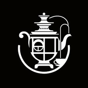 Minimalist Samovar Pouring Tea Design | Fibonacci Spiral Logo