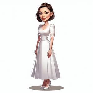 Simple White Filipiniana Dress Caricature of Female