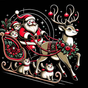 Holiday Reindeer Sleigh Celebration Vector Graphic