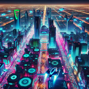 Futuristic Riyadh, Saudi Arabia - Neon Nights & Flying Cars