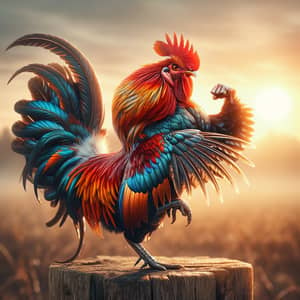 Vibrant Rooster Displaying Strength and Agility