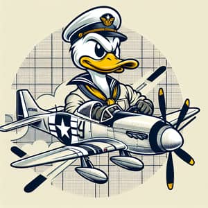 Retro P-51 Mustang Airplane Pilot Duck Image