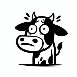 Whimsical Black and White Cow Illustration
