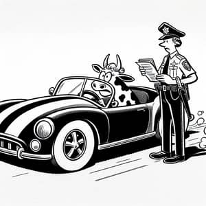 Cow Caught Speeding: A Whimsical Comic Scene